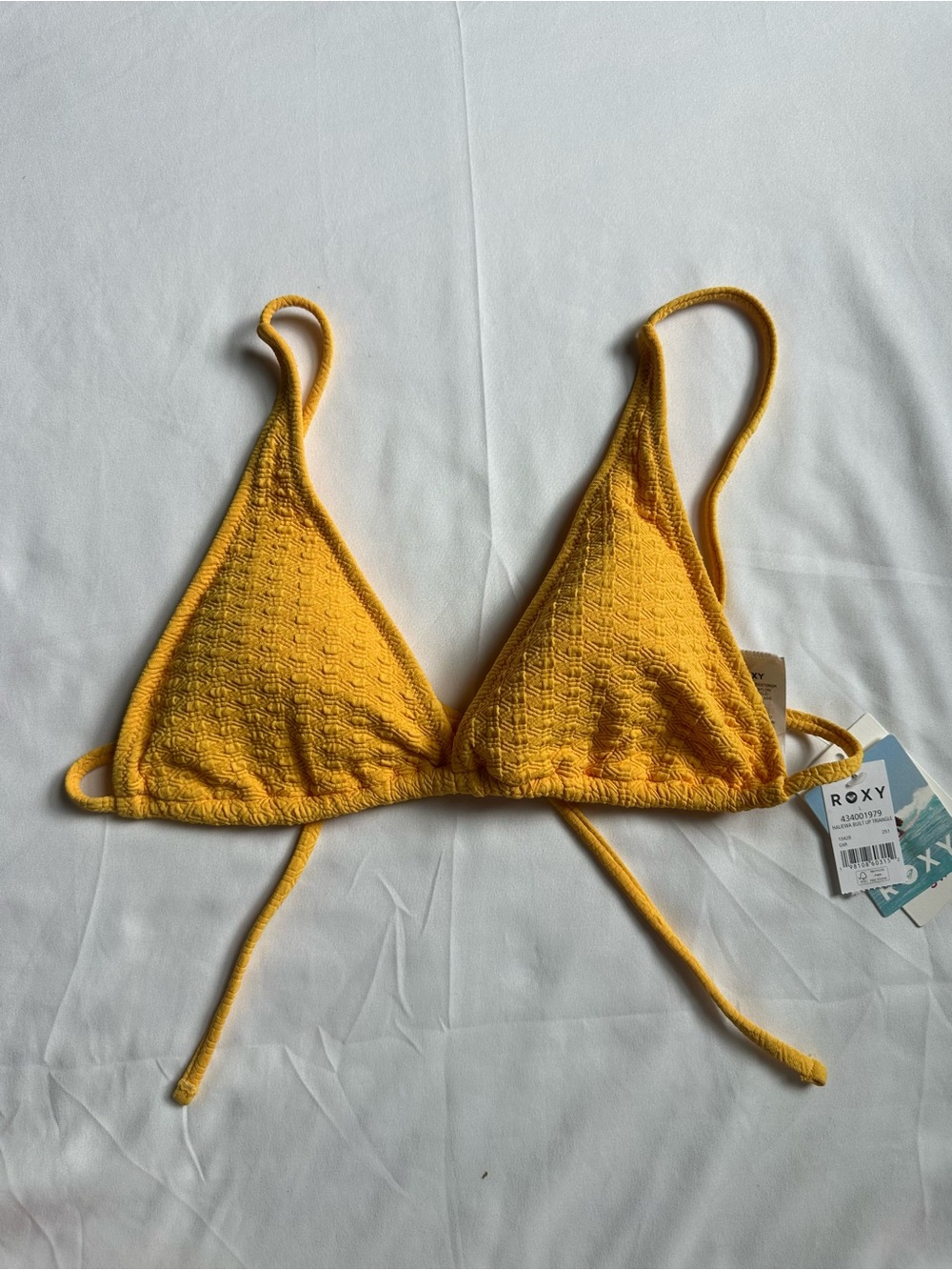 NWT Roxy Haliewa Built Up Triangle Bikini Top in Golden Rod | Size Large